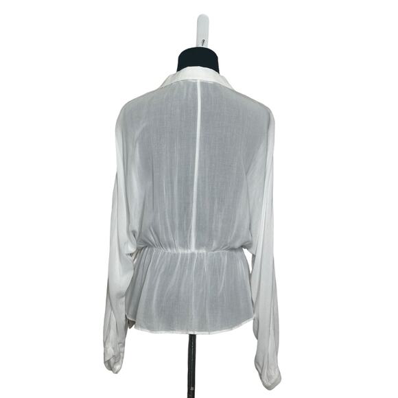 Zara white sheer long sleeves crossed front peplum blouse size small - Picture 7 of 12